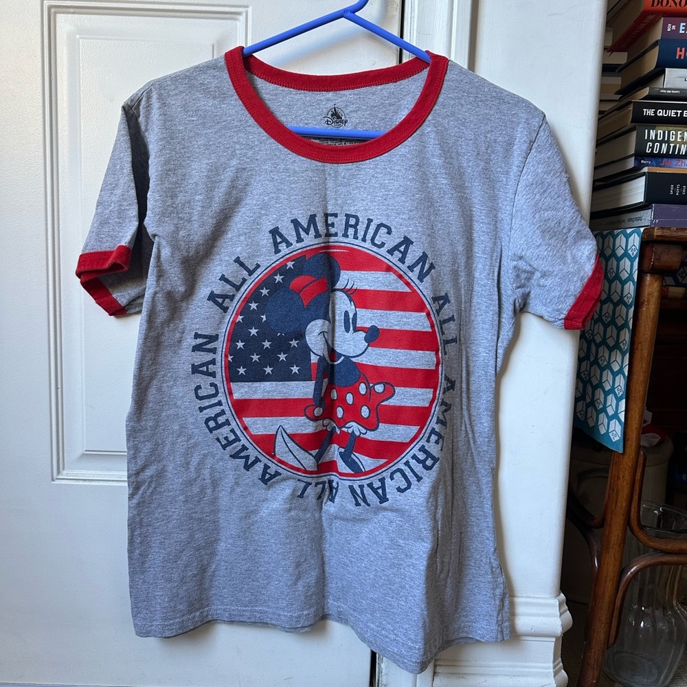 Disney Gray and Red Minnie Mouse All American Tee